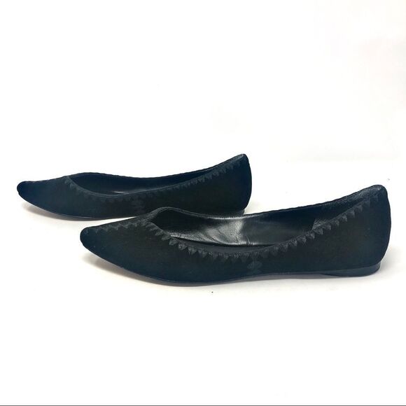 𝅺SIGERSON Morrison Black Suede Vinal Ballet Flats - Picture 6 of 10